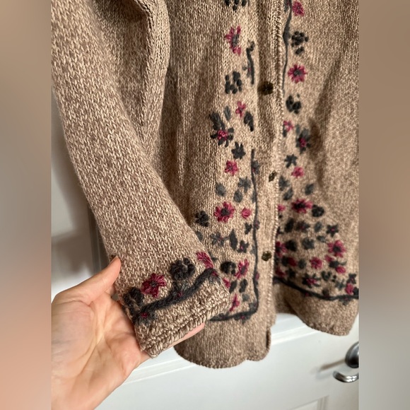 Vintage Northern Reflections Wool Blend Embroidered Cardigan Long Line - Picture 4 of 6